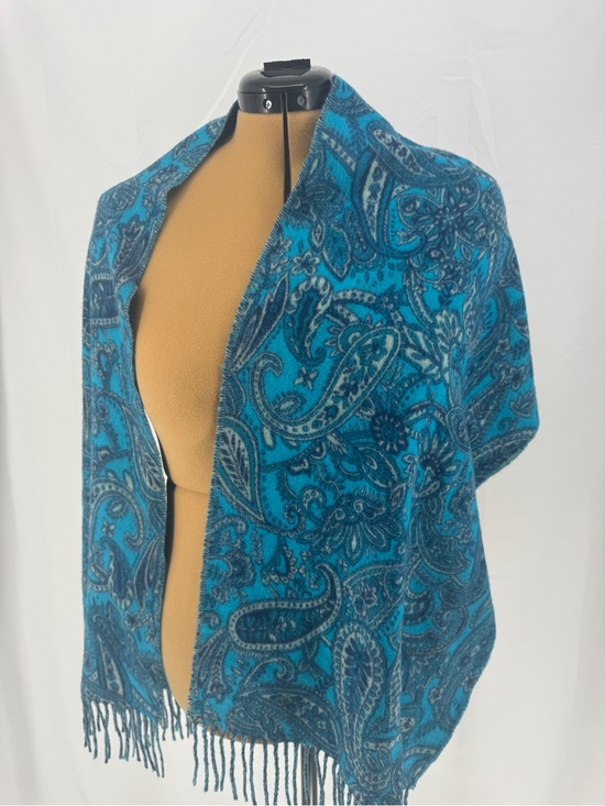 V. FRAAS Accessories - V. FRAAS Teal Paisley Fringe Shawl Wrap 0130